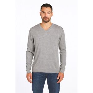 Vince Camuto Men's Gray Lightweight Sweater V Neck Wool Blend, Size L